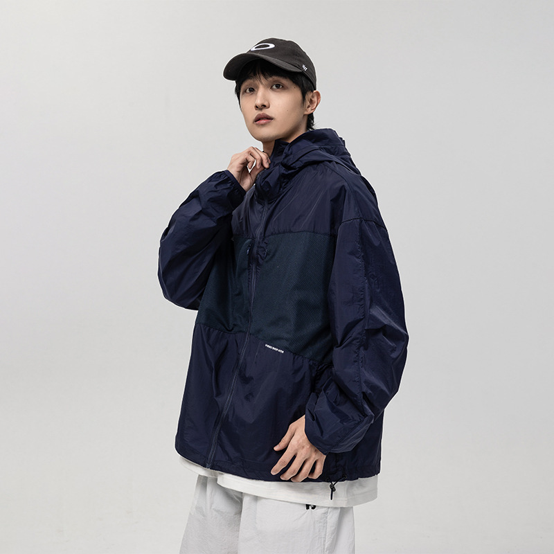 5M03 撞色拼接設計感連帽外套 兩色