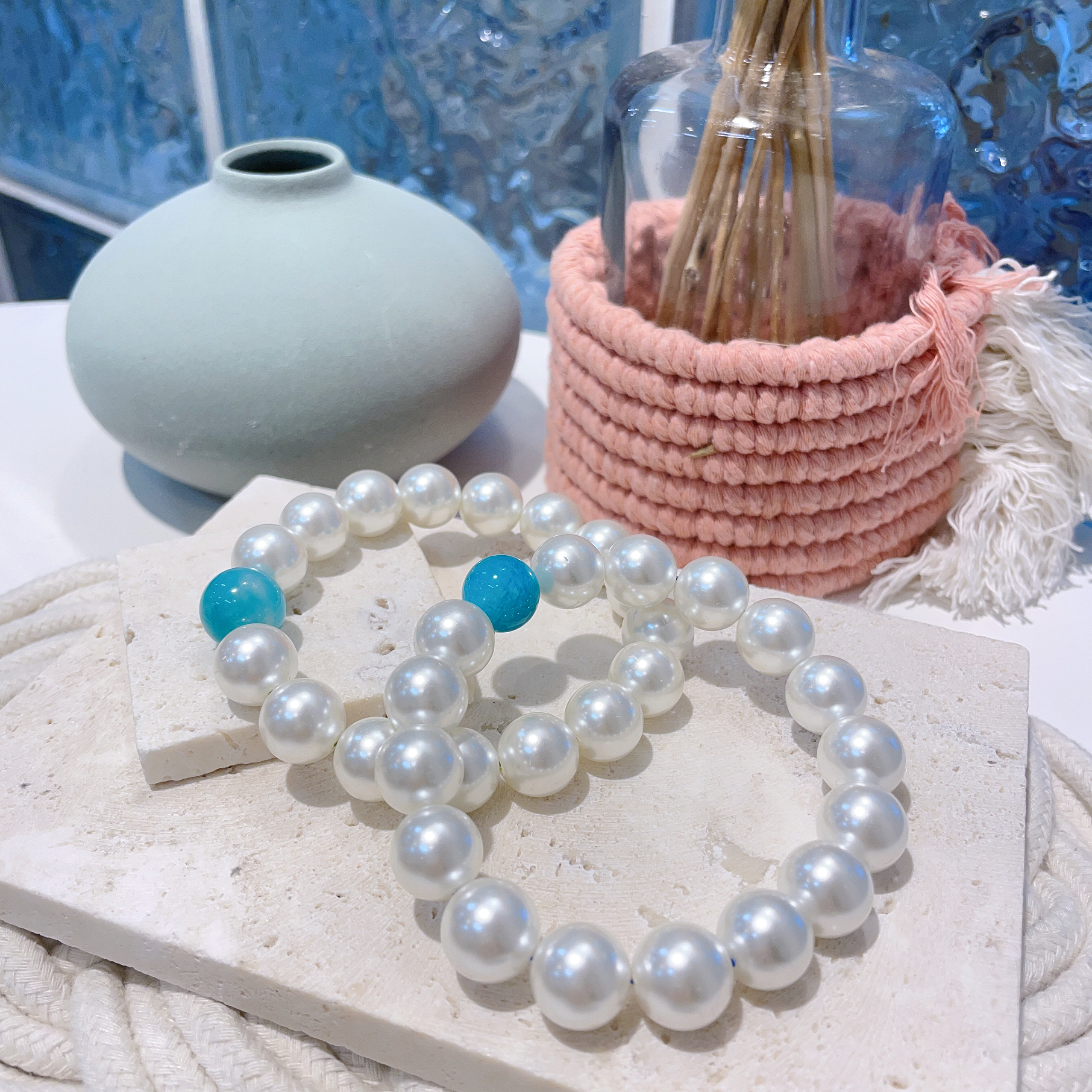 💛$120@2 天河石拼貝珠手串 11+mm