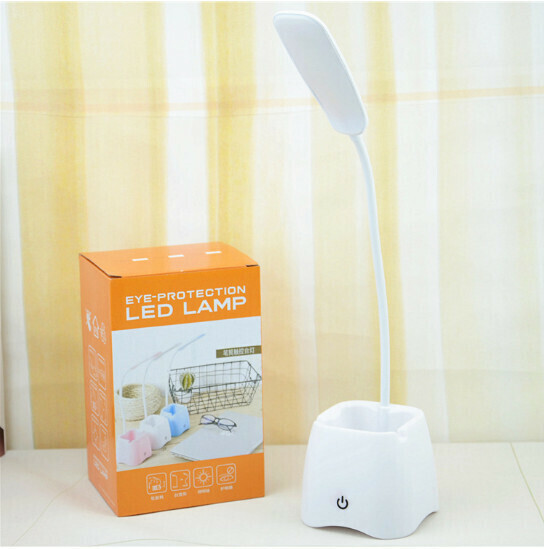 新款led三檔觸屏護眼小檯燈（筆筒款-白色 高23cm）