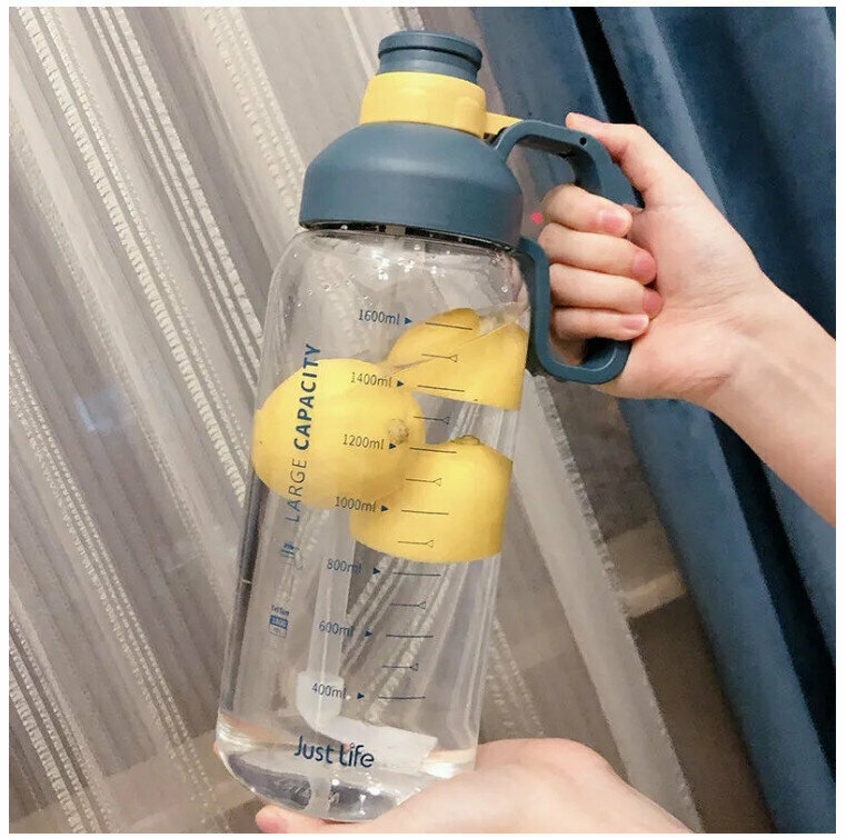 激抵1.8L極大容量水樽 (附高質吸管) (深藍色)/便攜式/運動水樽/水壺