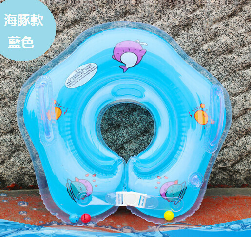 熱推兒童雙氣囊游泳圈【海豚款藍色   充氣後外徑：40cm  內徑：9cm】 