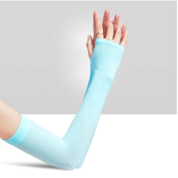 【Blue】Sunscreen Ice Sleeve Fingerless Sunscreen Hand Sleeve Cool Ice Cuff Arm Sleeve Breathable and Comfortable Hand Cuff Unisex Cool Hand Sleeve