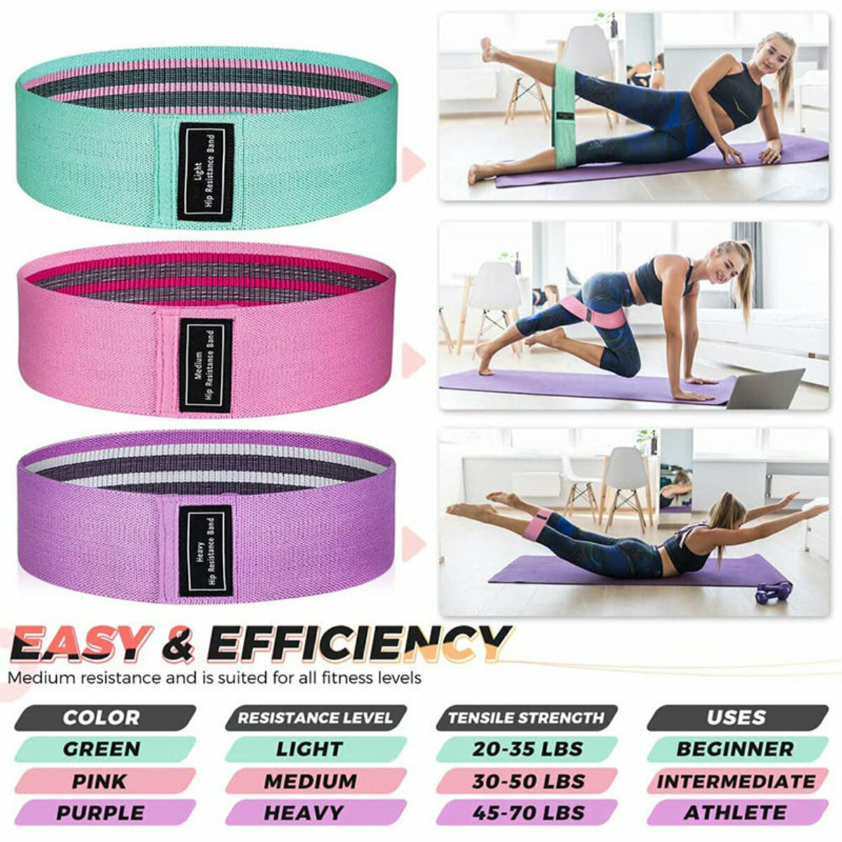 Squat Yoga Rally Band Hip Ring Elastic Band (Pink M Size: 74*8CM)  
