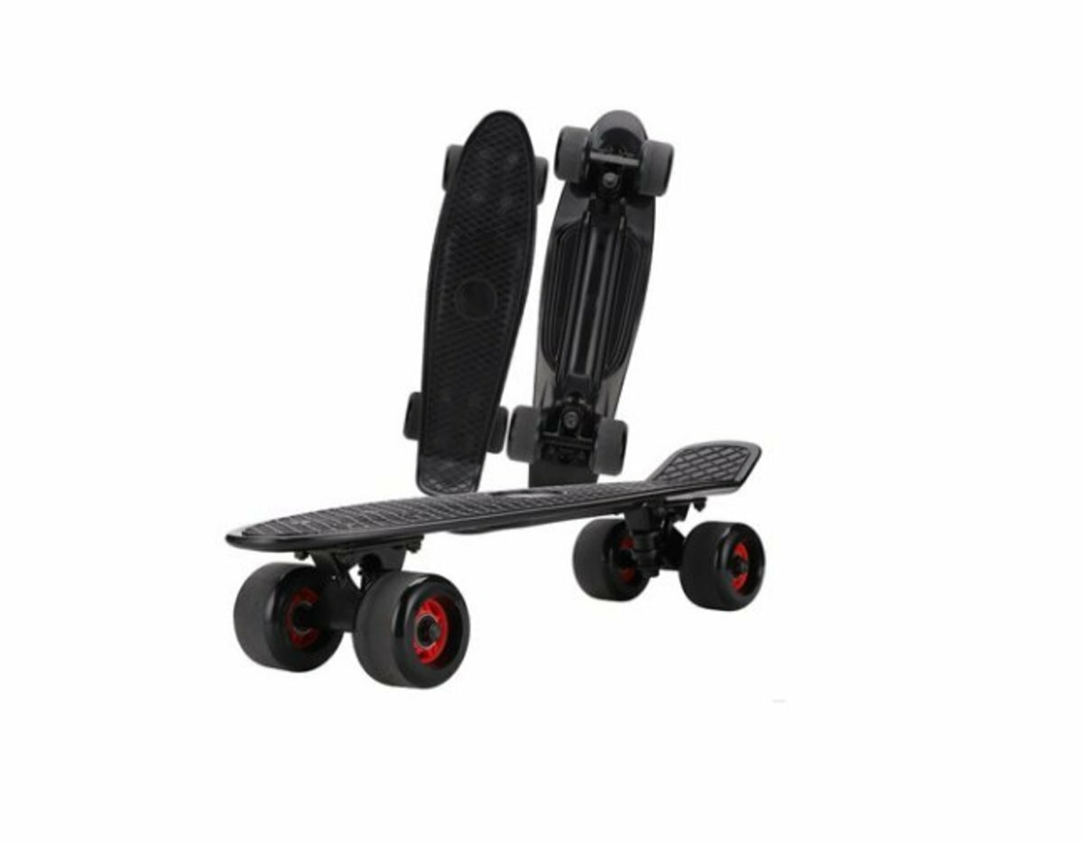 爆款(FISH SKATEBOARD) 休閒活力兒童成人滑板 魚仔板(黑色)