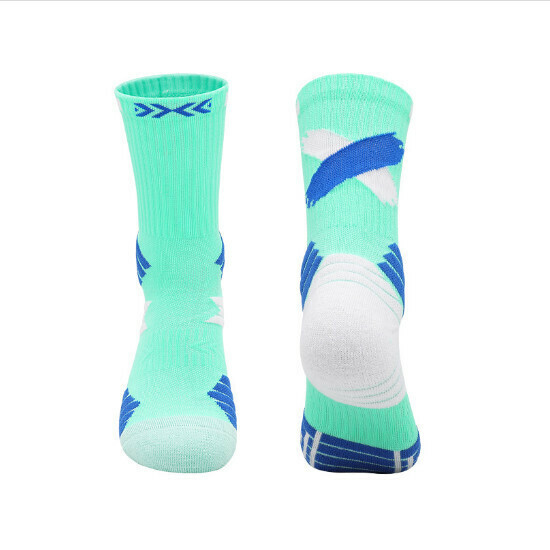 Children's Sports Socks High Non-Slip Socks (YCIA3368 Light Emerald Green Youth Size 34-38)