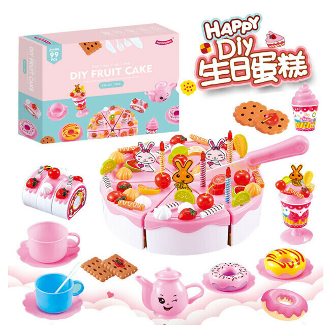 Children's DIY Puzzle Cake Chop Chela Playset (99 Pieces Cake Toy Set)