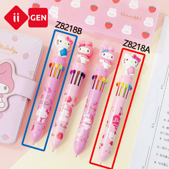 10-Color Pen - Hello Kitty Cute Avatar Ballpoint Pen 10-Color Ball Pen (Blue)