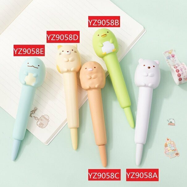 Ballpoint Pen - Corner Creature Cute 3D Stress Relief Ink Pen Gel Pen (1 pcs) (White)