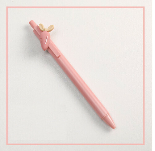 Girl presses gel pen press pen black pen (radish)