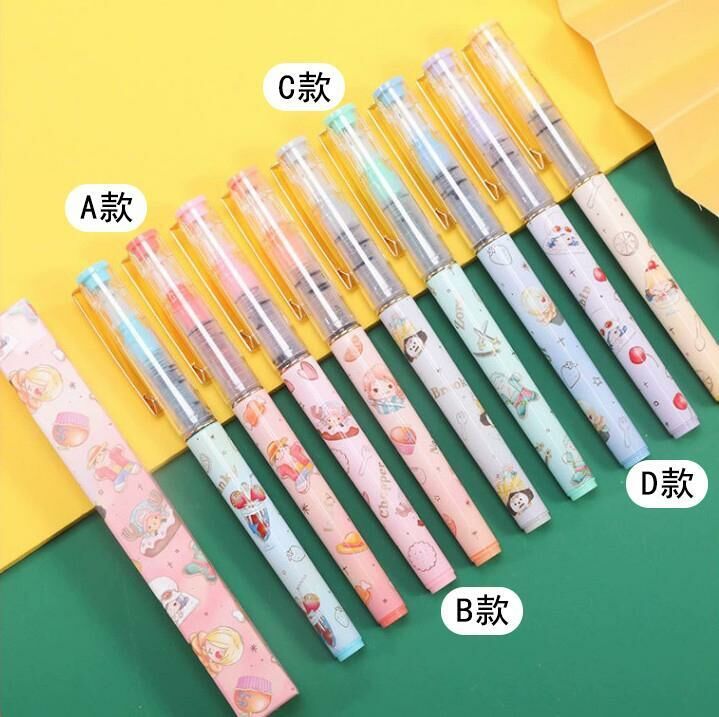 Small Fresh Japanese Push Neutral Straight Liquid Rollerball Pen (C Type 0.5mm Black)