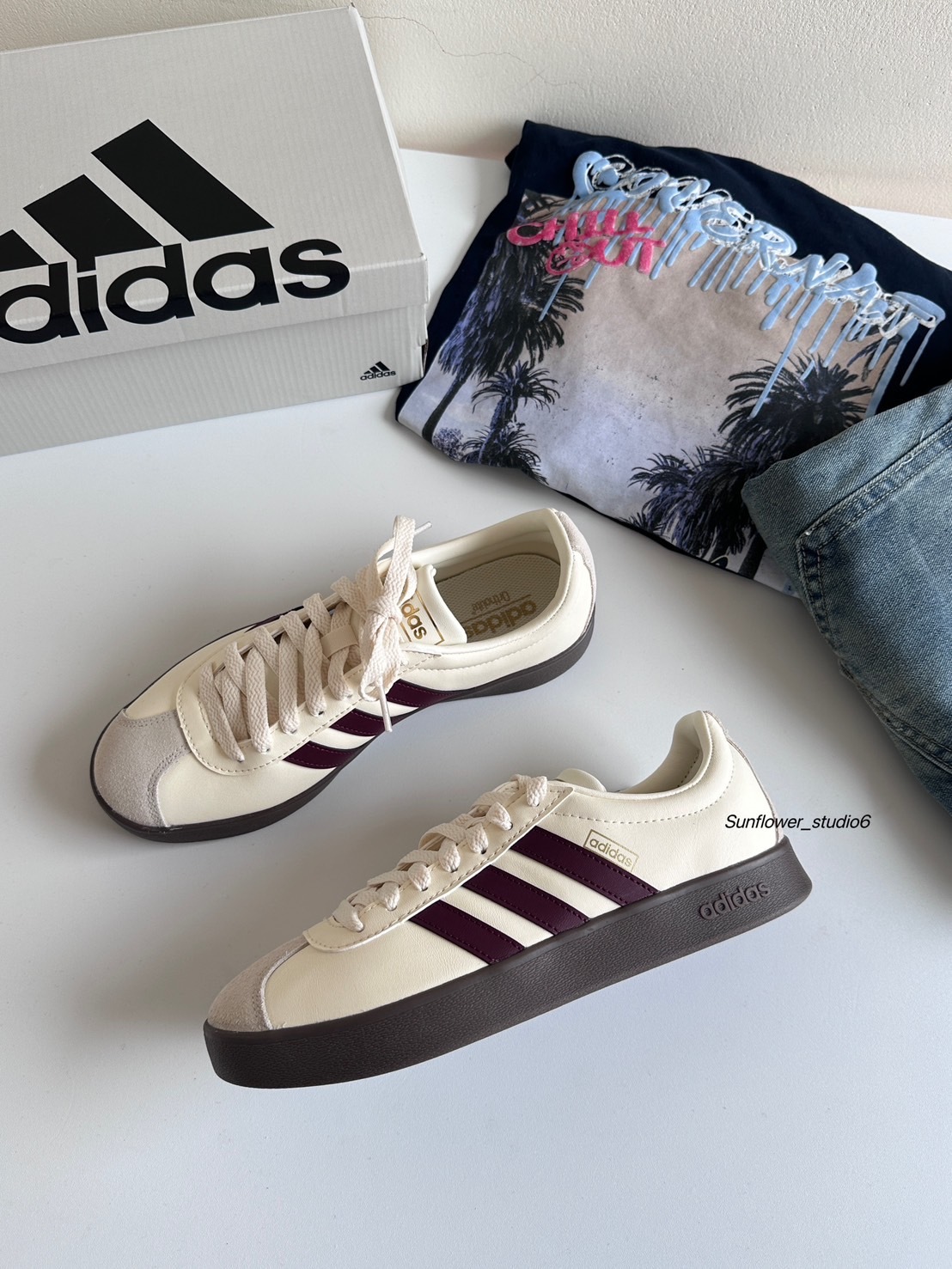 Adidas Neo VL Court 米白色酒紅皮革復古德訓鞋JH5062/預購