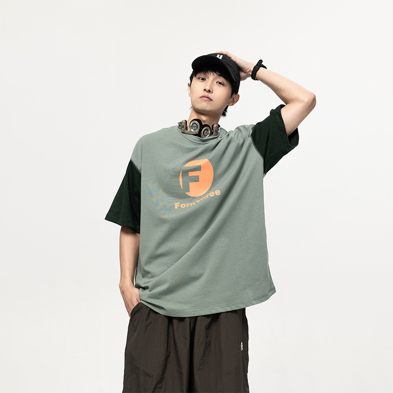5M21 寬鬆感落肩撞色短棉TEE 兩色