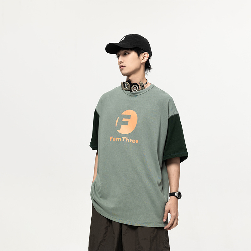 5M21 寬鬆感落肩撞色短棉TEE 兩色