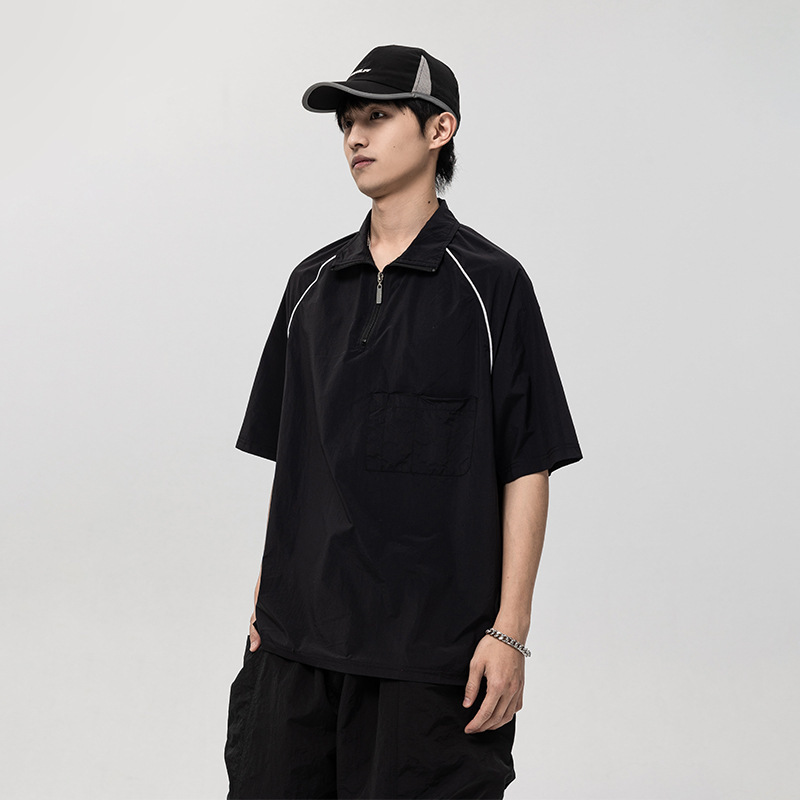 5M20 拉鍊立領線條工裝TEE 兩色