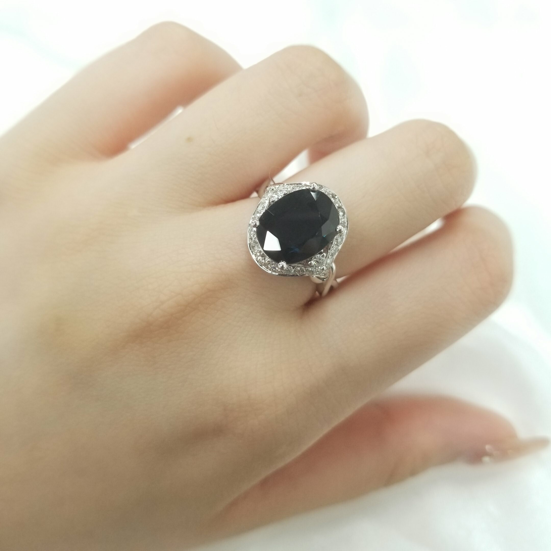 18K White Gold 3.76ct Sapphire and Diamond Ring