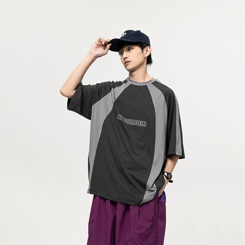 5M14 潮牌色塊拼接短棉TEE 兩色