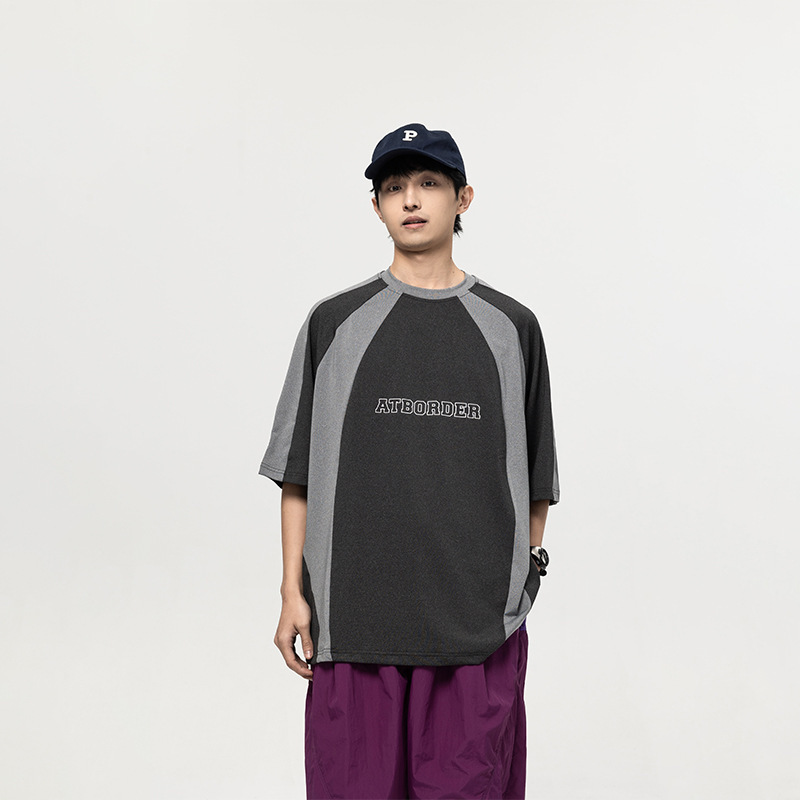 5M14 潮牌色塊拼接短棉TEE 兩色