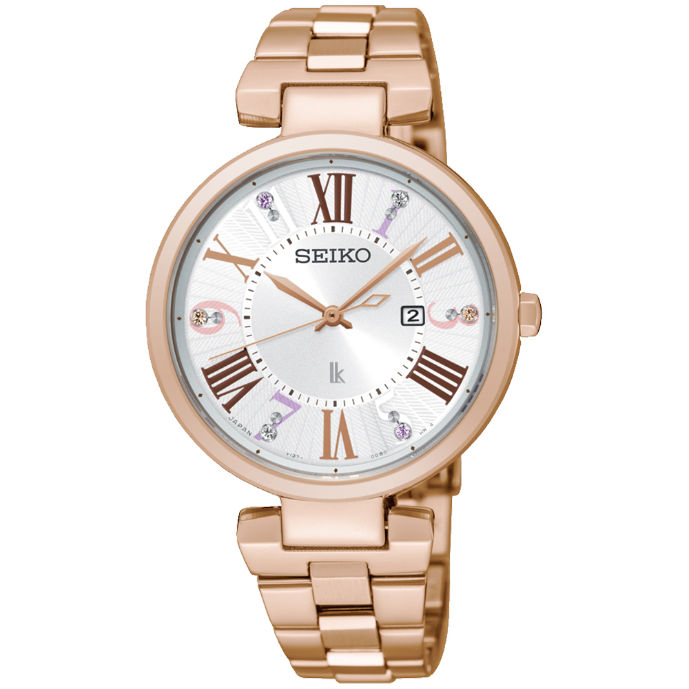 【SEIKO 精工】LUKIA系列女錶 SUT334J1 光動能 晶鑽時標 帶日期 防水100米 手錶 女錶-