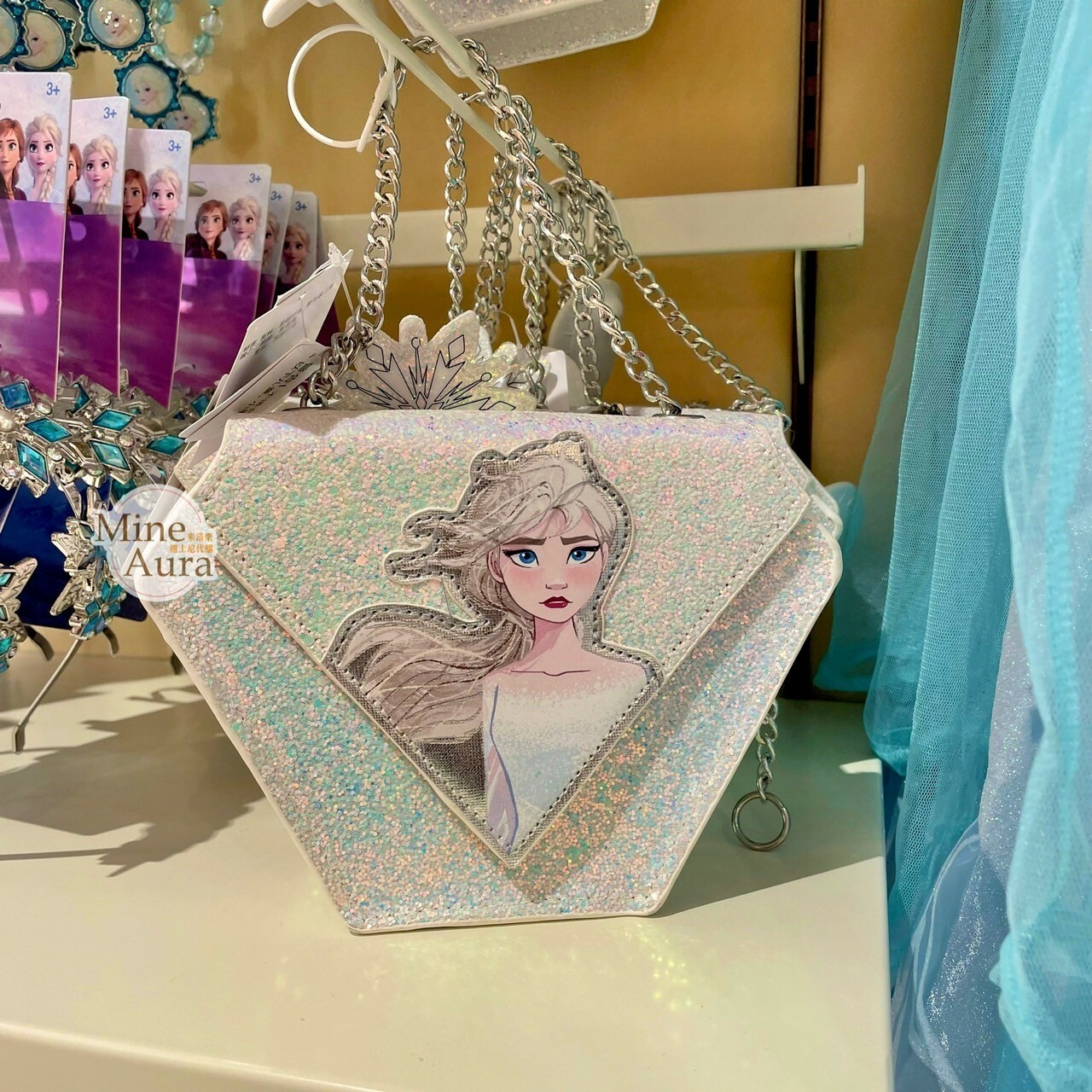 艾莎 Elsa 閃粉設計 鍊條 手提 小包 冰雪奇緣 Frozen -上海迪士尼樂園