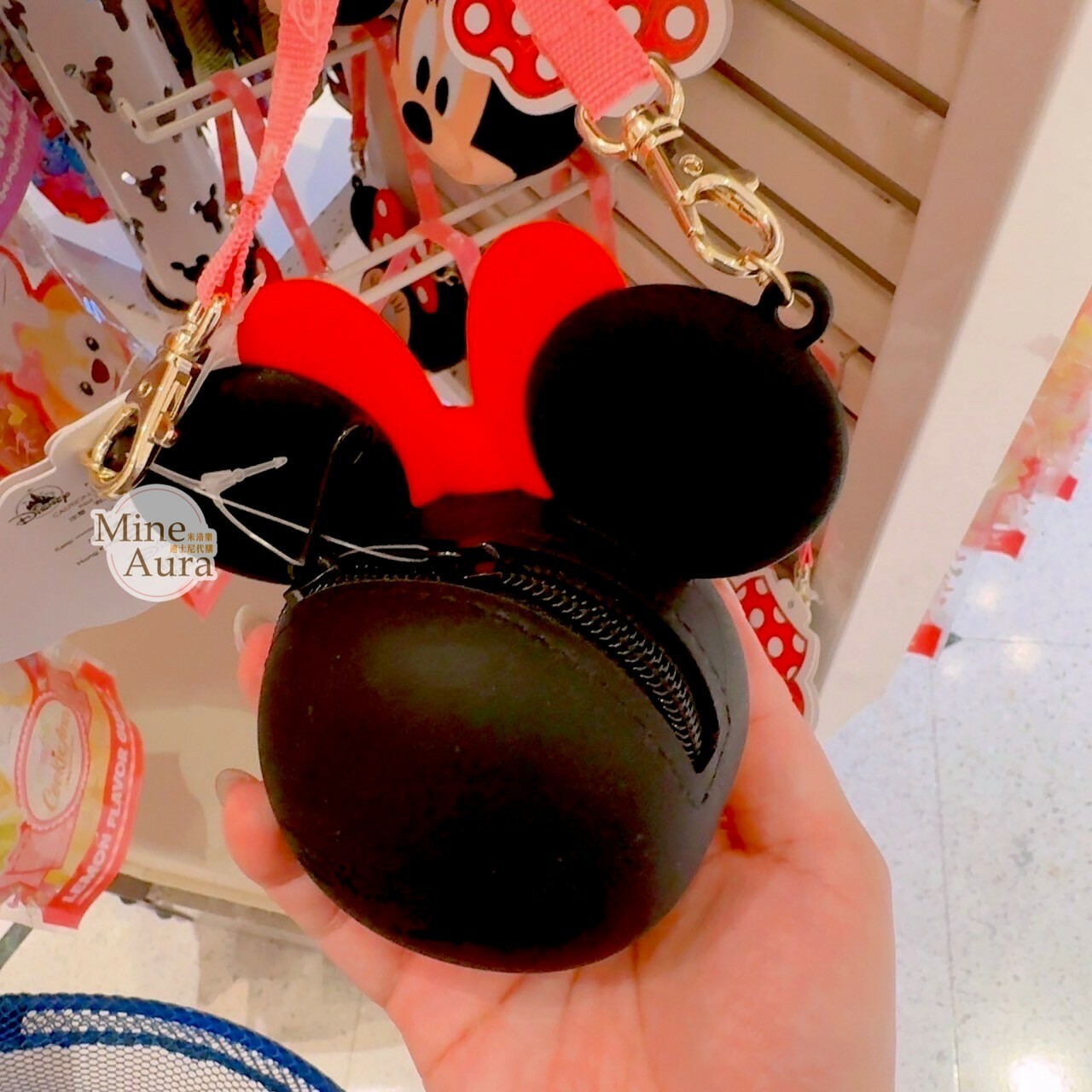 米妮 Minnie 矽膠 大頭造型 手提 糖果盒 收納袋 -香港迪士尼樂園