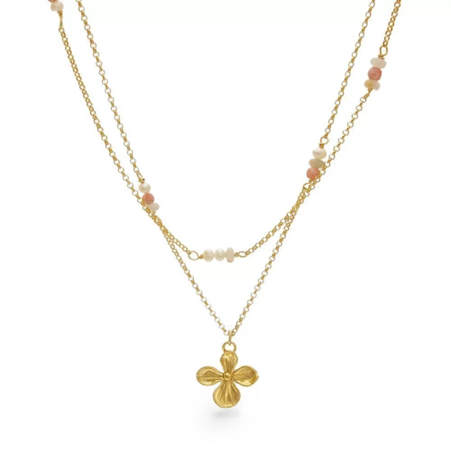 1TA0524-493 THALLO Petals Hydrangea Necklace Gold #s255a (A-LX-E)