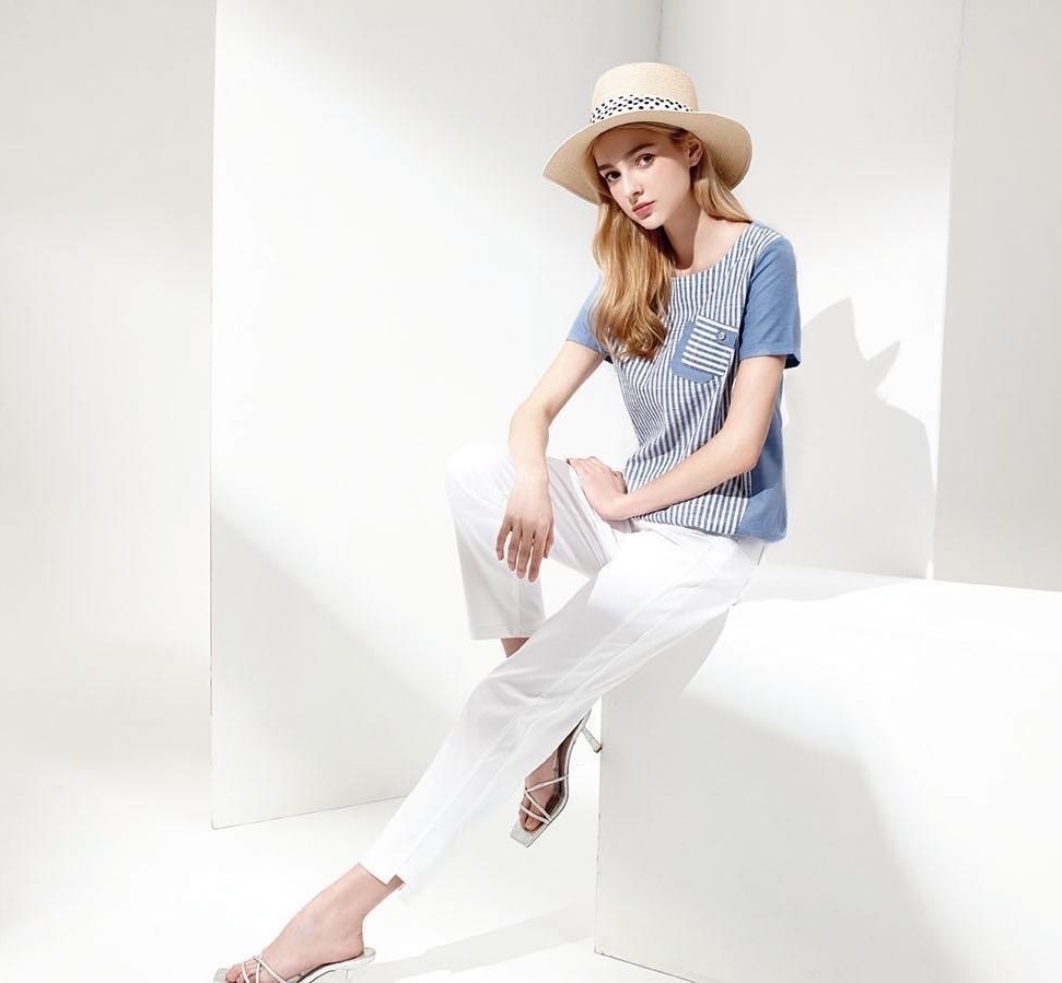 OL時尚休閒棉質個性拼接修身上衣U6651