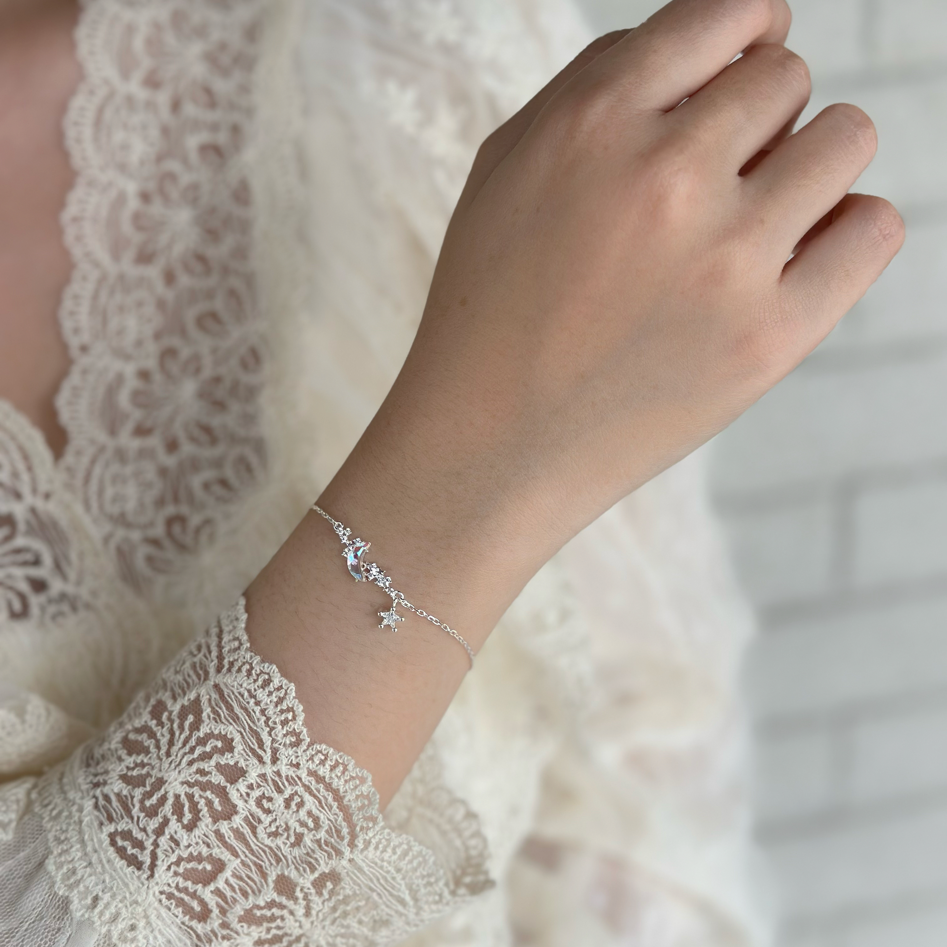 U31施華洛鑽月亮純銀手鍊