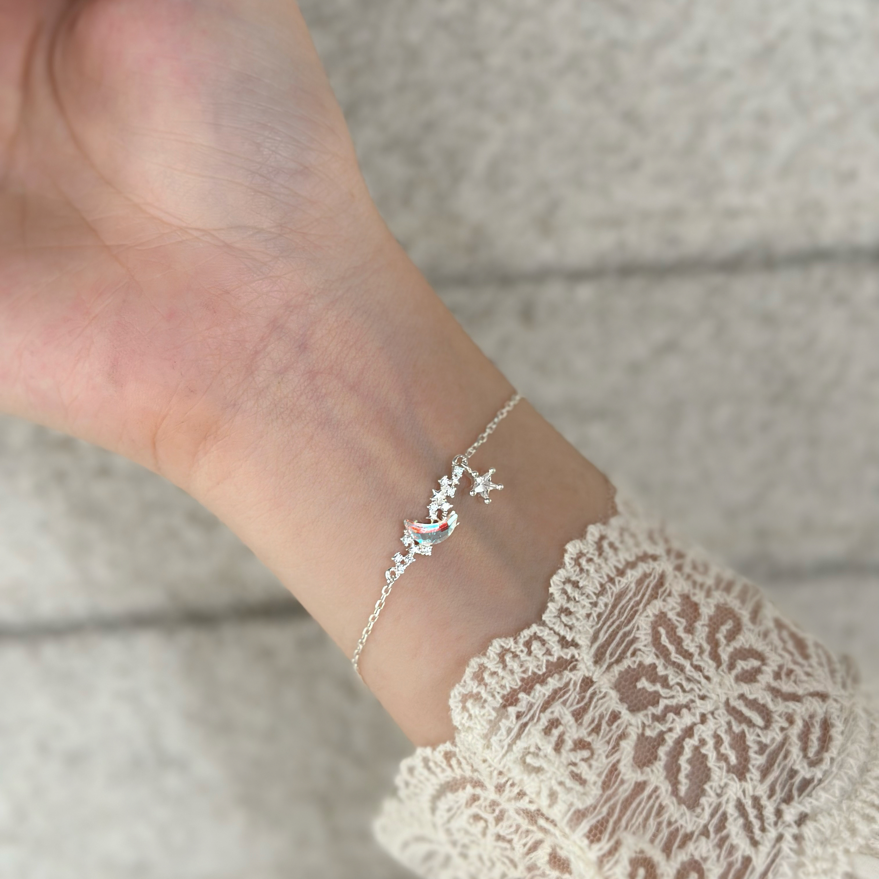 U31施華洛鑽月亮純銀手鍊