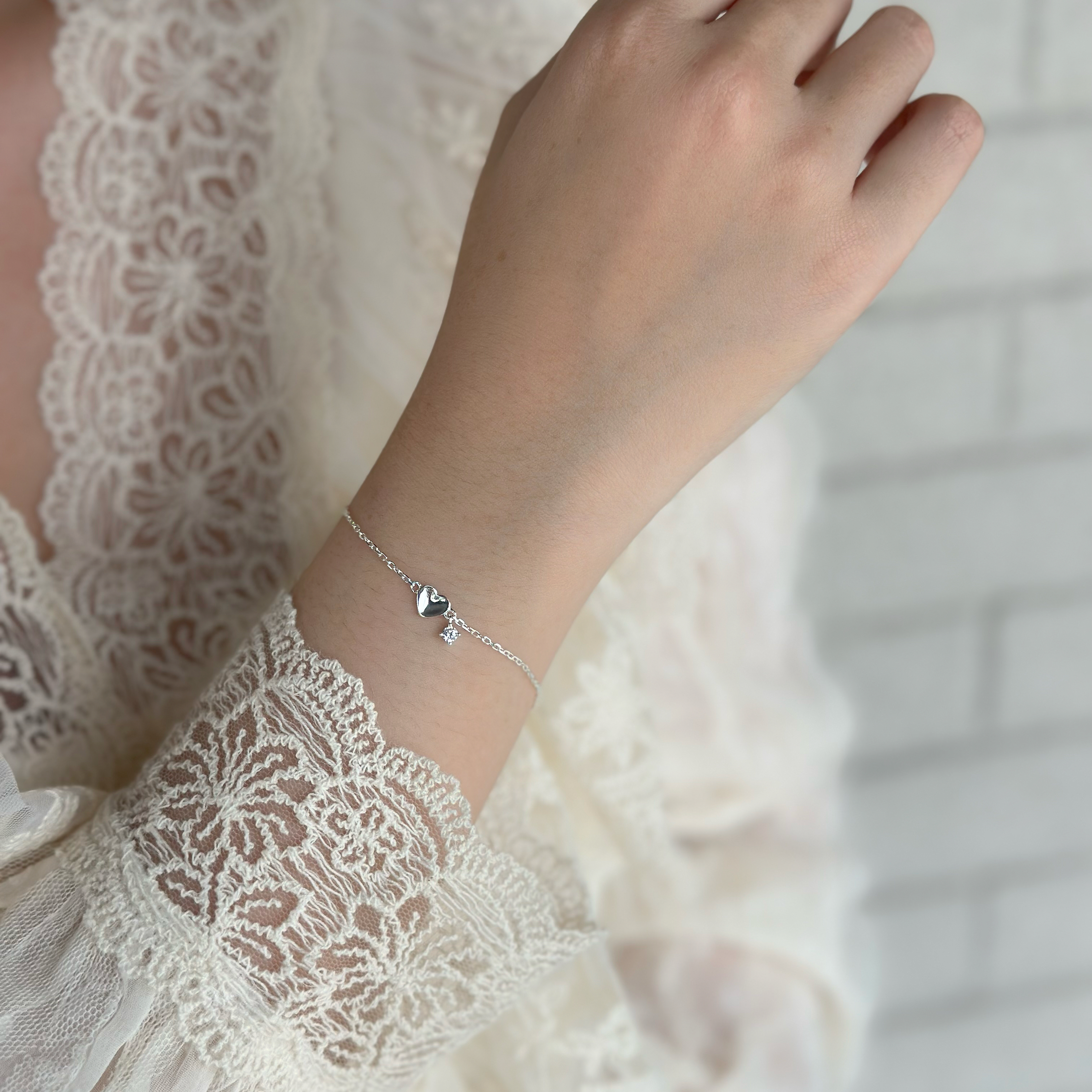 U30愛心小鑽純銀手鍊