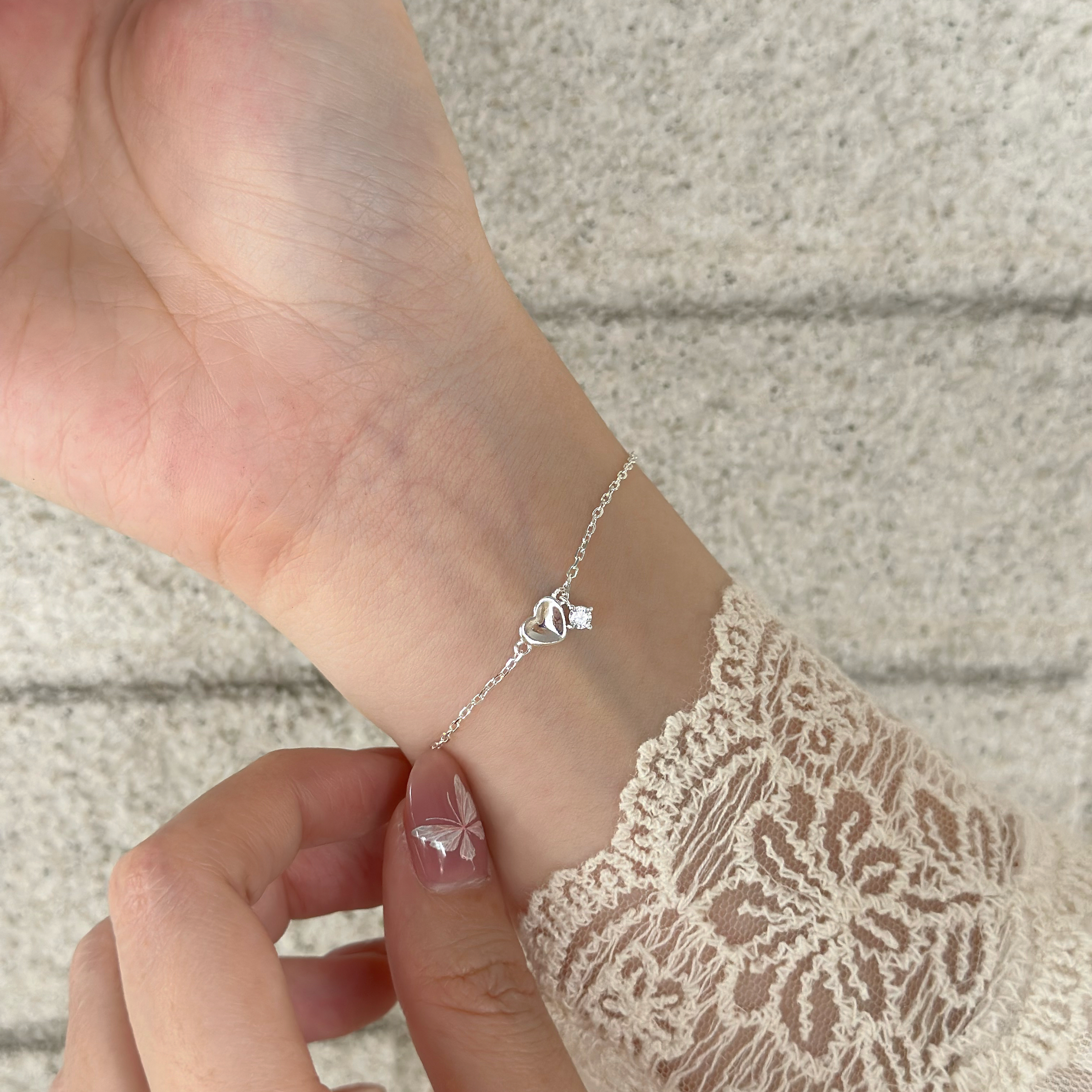 U30愛心小鑽純銀手鍊