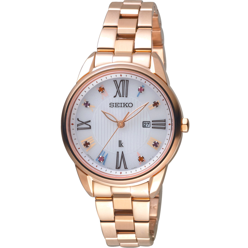 【SEIKO 精工】LUKIA系列 SUT368J1 帶日期 防水100米 晶鑽時標 光動能 手錶 女錶-