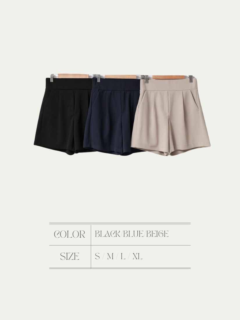 夏季螞蟻腰彈性打摺短褲 [  3色 / S,M,L,XL ]