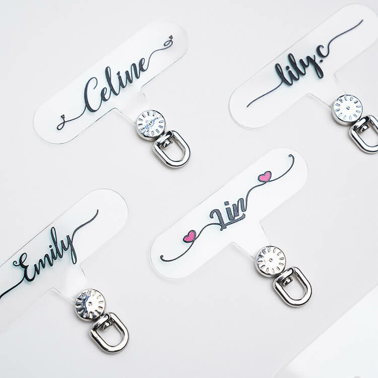 超方便! 360°旋轉手機掛繩夾片 - (專屬簽名) - (透明墊片)