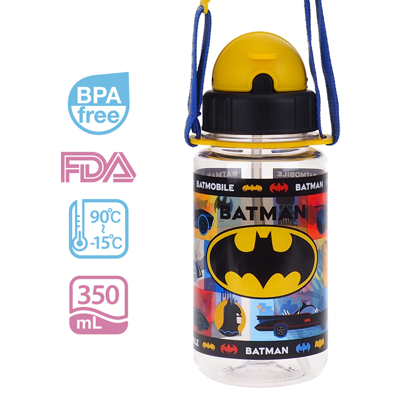Batman 350ml BPA Free 膠水樽連飲管及頸繩 B1-4980-6