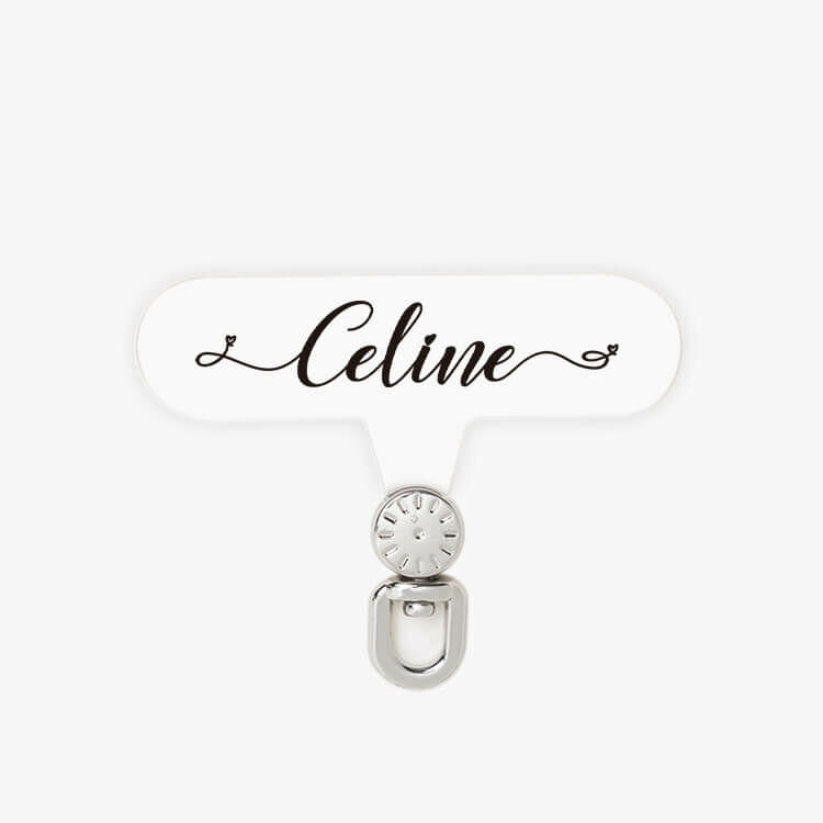 超方便! 360°旋轉手機掛繩夾片 - (浪漫字體) - (透明墊片)