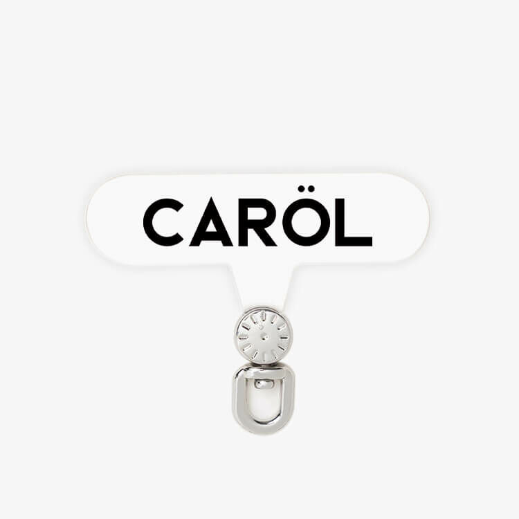 超方便! 360°旋轉手機掛繩夾片 - (圓潤字體) - (透明墊片)