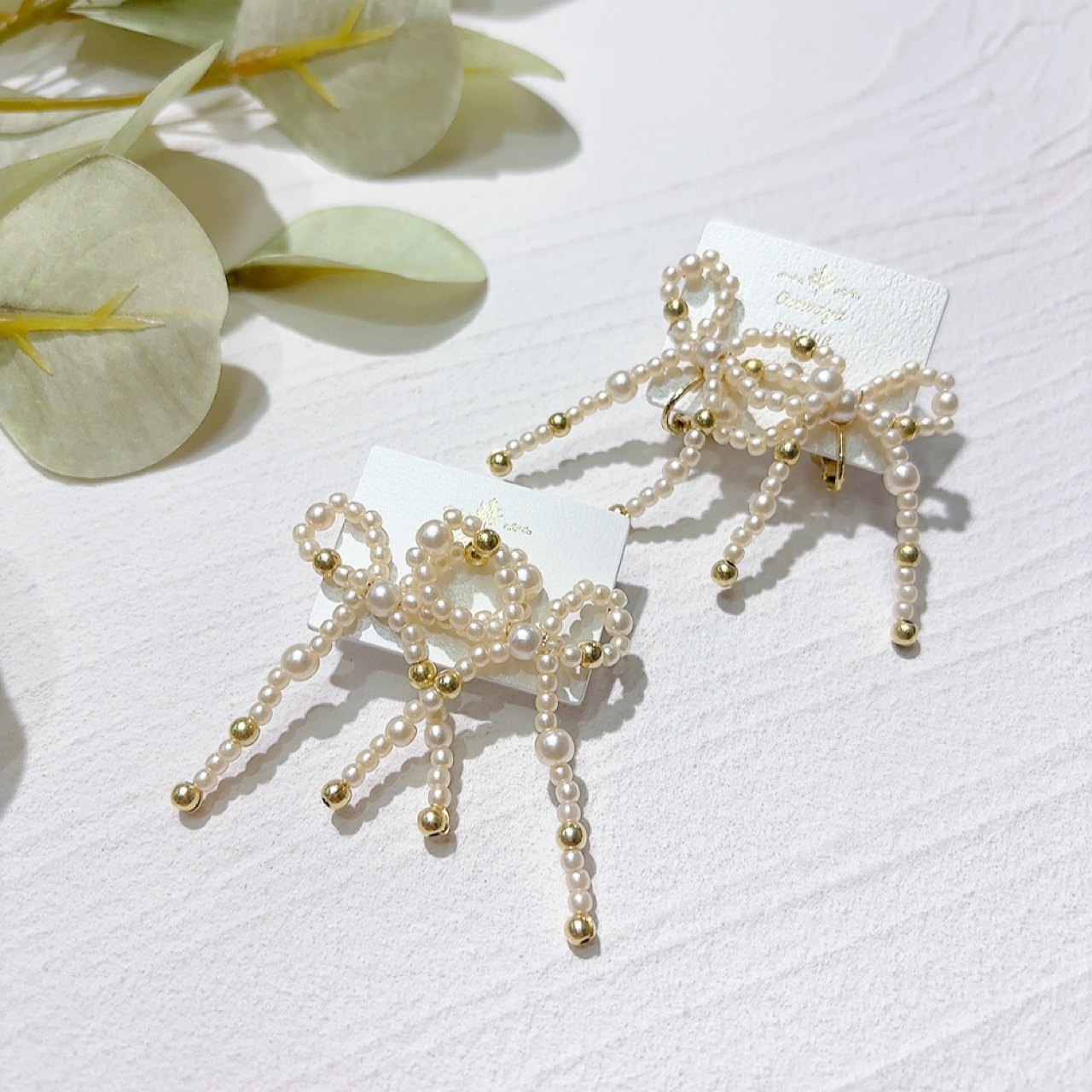 珍珠蝴蝶結耳環 (網站限定優惠)