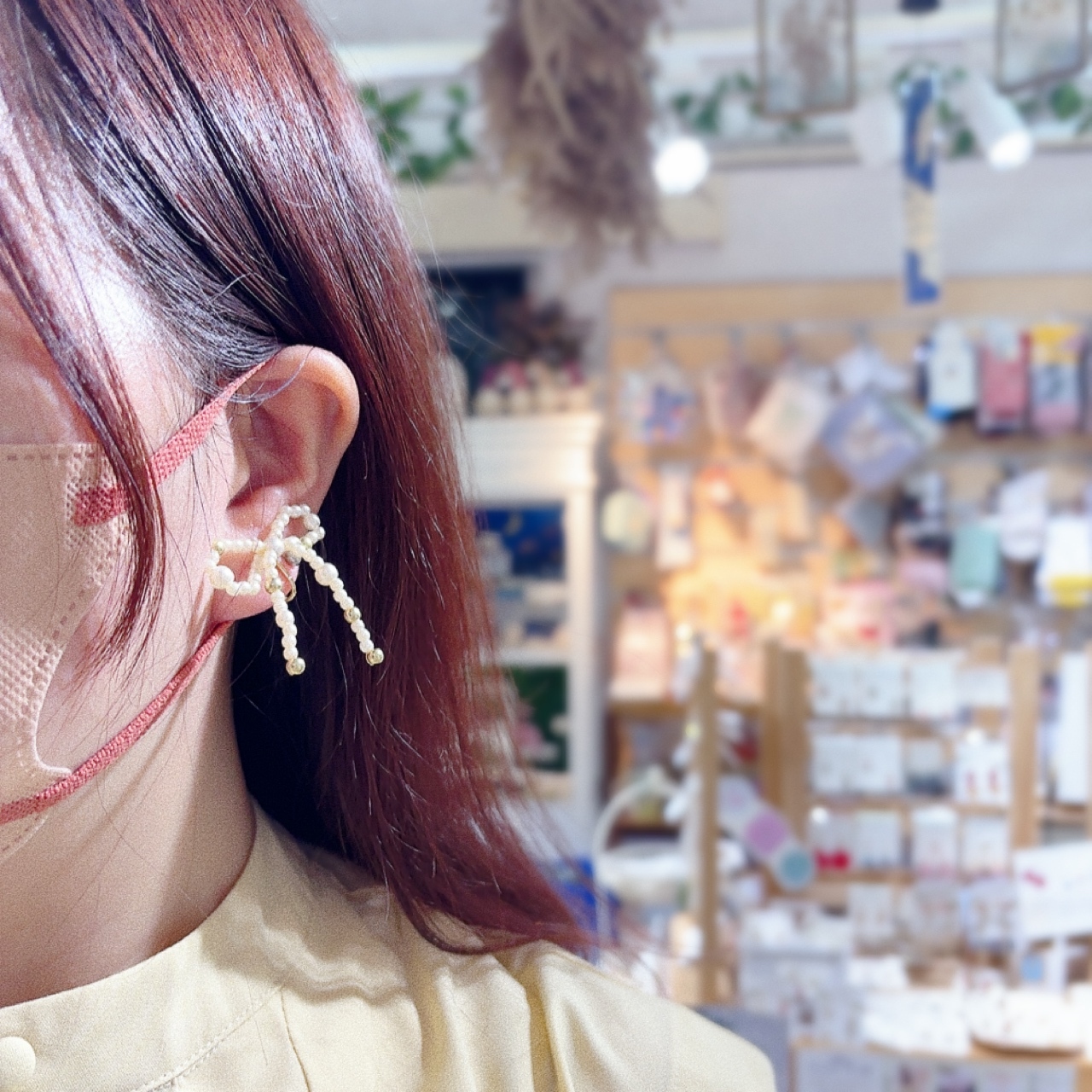 珍珠蝴蝶結耳環 (網站限定優惠)