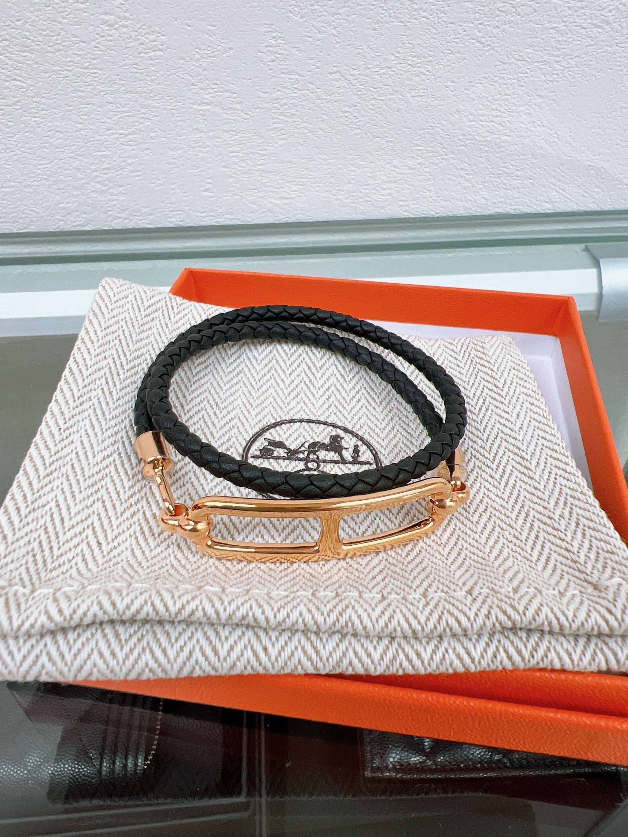 *Brand New* Hermes roulis double tour bracelet T2 (black / RGHW)