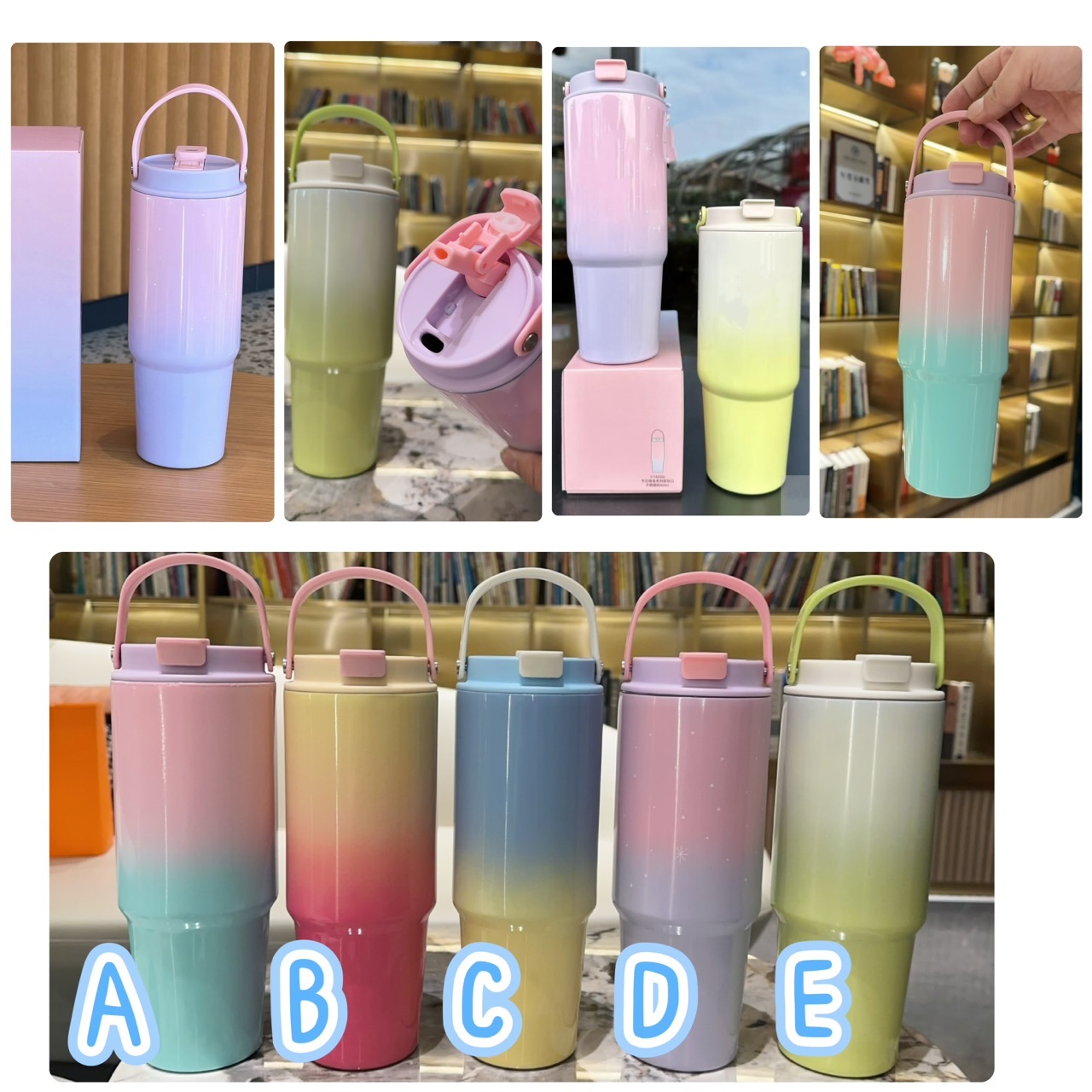 漸變色便攜不鏽鋼吸管杯-2400927