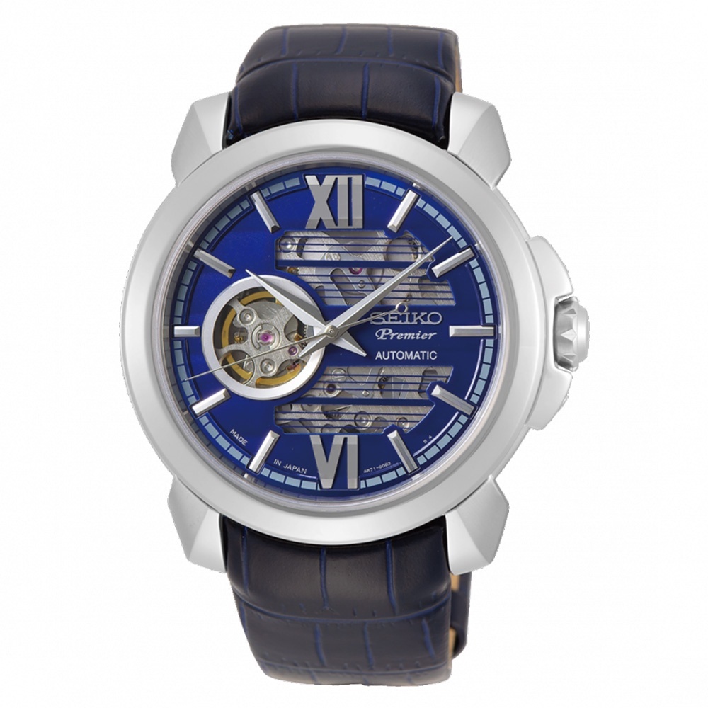 【SEIKO 精工】Premier古典結合現代系列 SSA399J1 鏤空機械錶 防水100米 小牛皮錶帶 自動兼手上鍊-