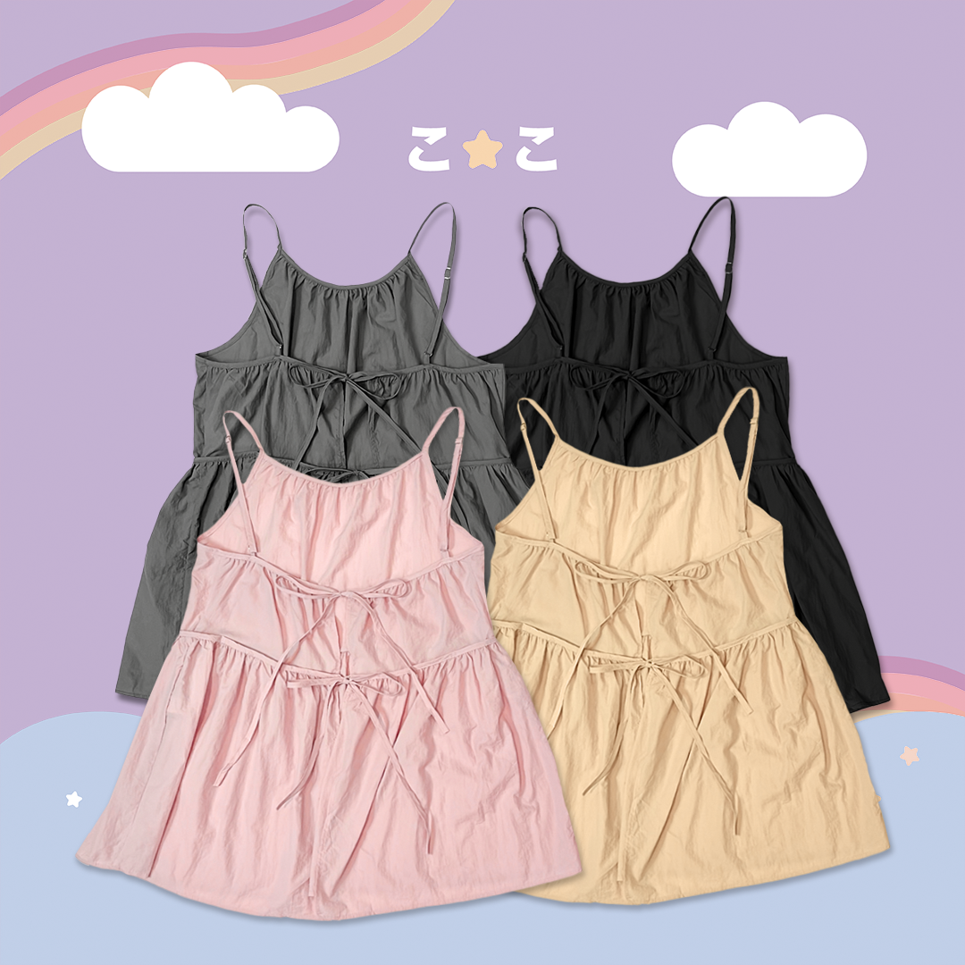 こ♡こ 蝴蝶結綁帶細肩背心上衣