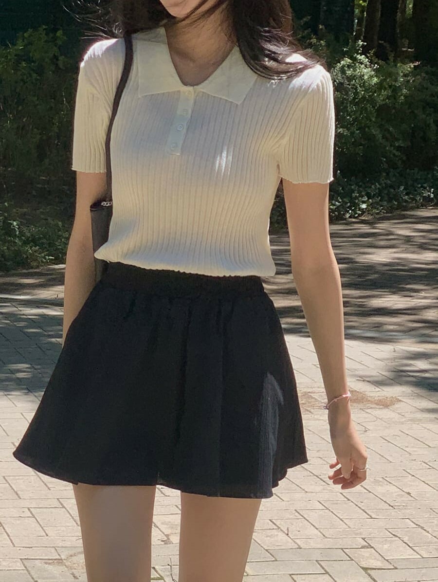 韓國Cherrykoko授權 清新色調壓紋翻領半排釦上衣【MADE, CRKO】系列