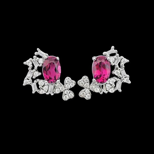 T76玫瑰石榴石不規則耳釘