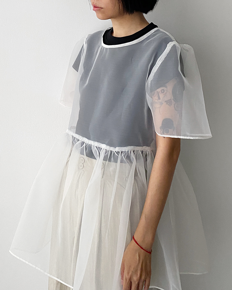 MKT-2551 紗料泡泡上衣 ᴡʜɪᴛᴇ