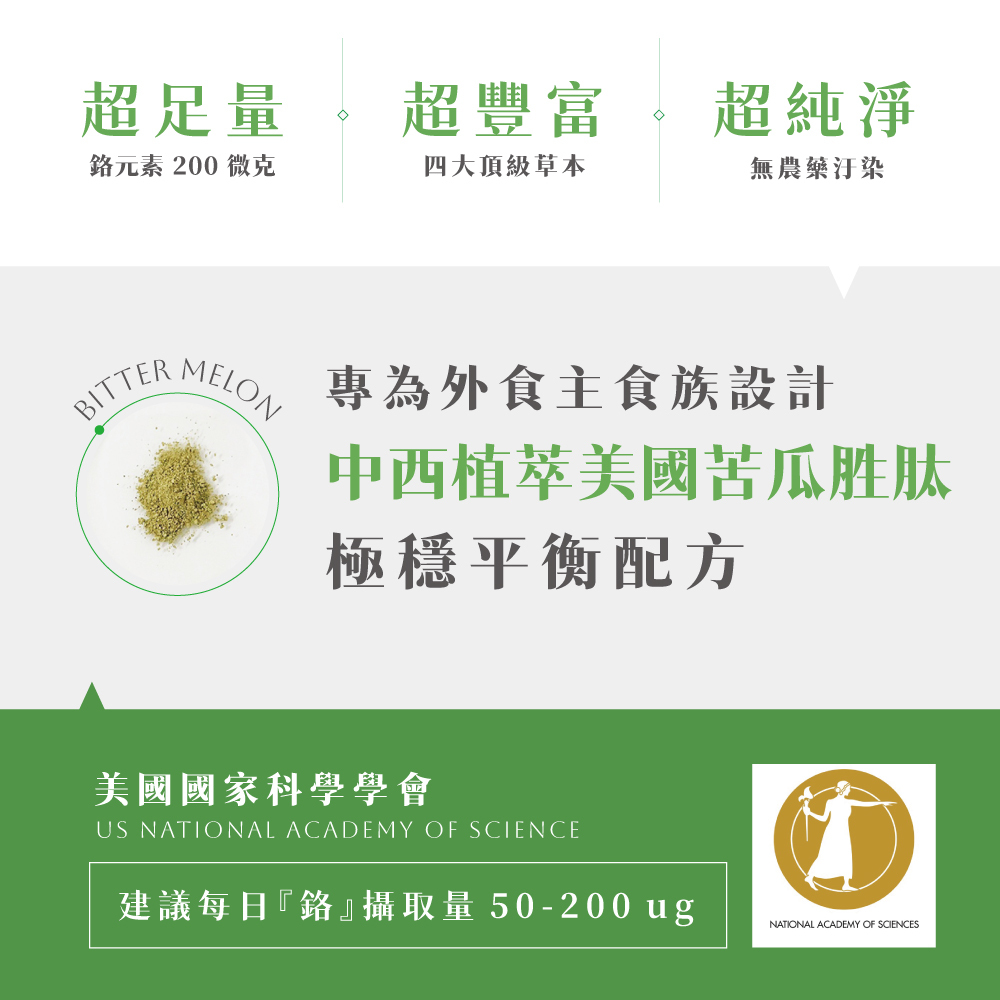 純日天然【平衡專科】專利苦瓜胜肽草本清醣(鉻元素升級版)