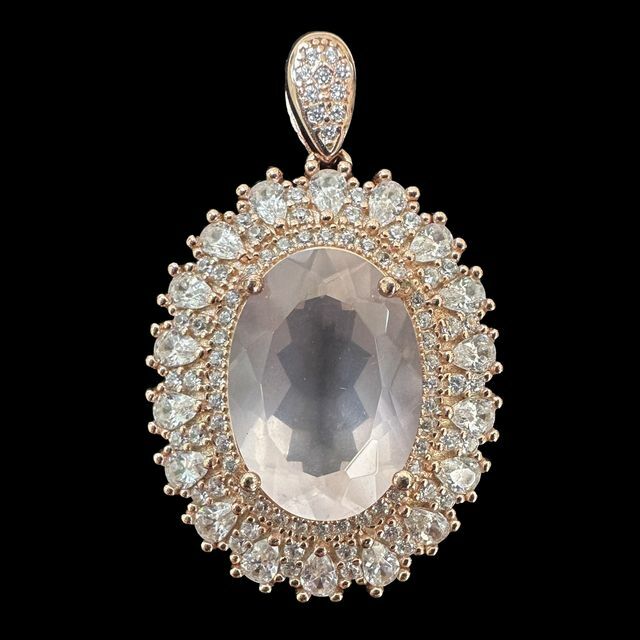 T29粉晶玫瑰金吊墜