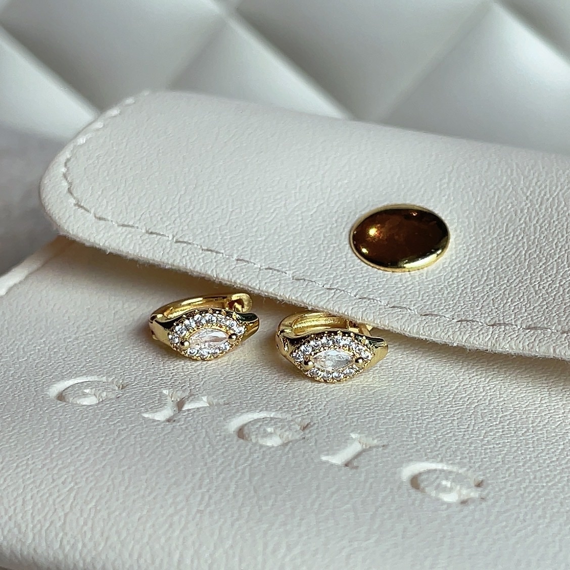 gold法式千金鵝蛋鑽耳釦釘