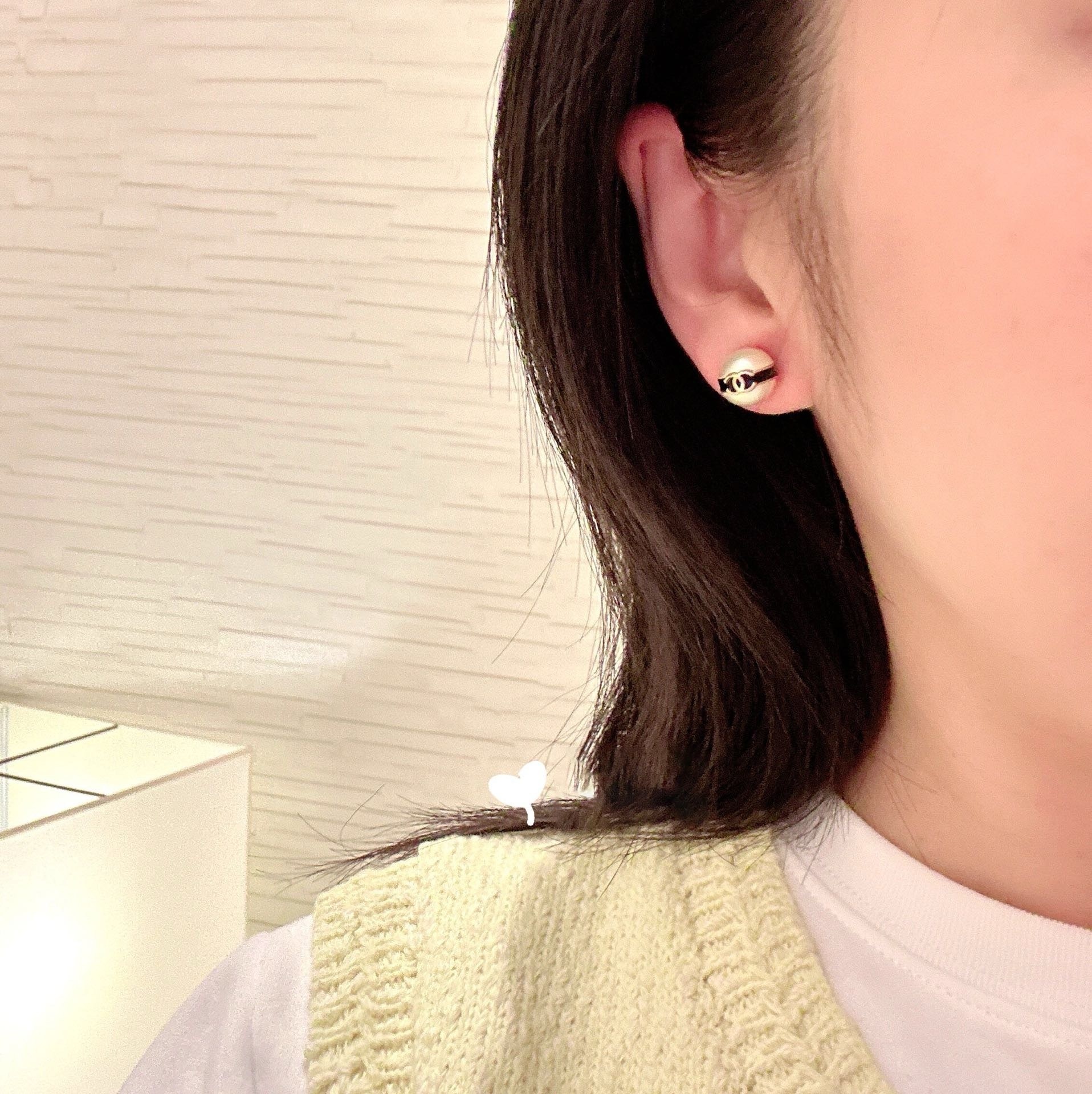 香奶奶珍珠黑金小雙c定製耳釘