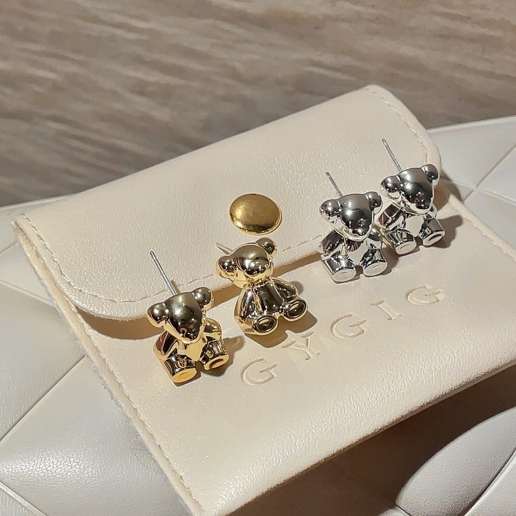 bear精緻金銀小熊熊耳釘